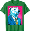 Pop Art Graphic Designs Co. Pop Art Polar Bear in Business Suit T-Shirt - Kelly Green