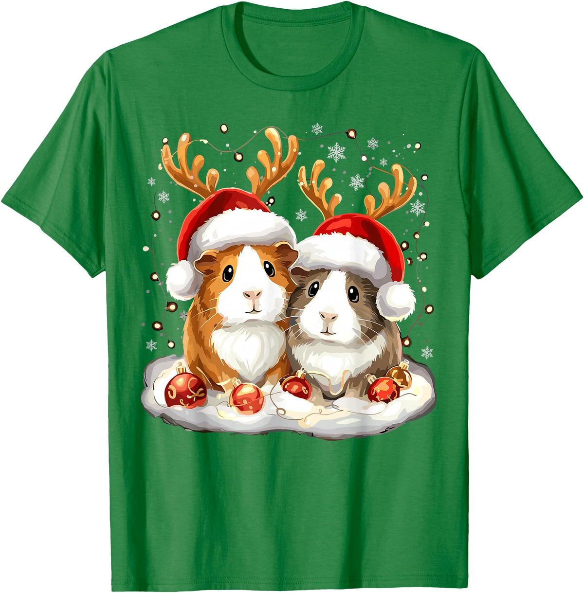 Funny Xmas Guinea Pig Lover Christmas Christmas Guinea Pig Reindeer Xmas T-Shirt - Kelly Green