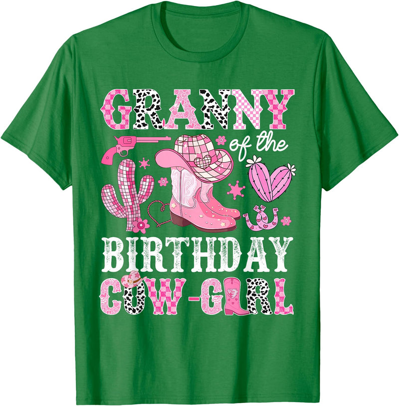 Pink Western Cowgirl Bday Party Family Matching Granny Of The Birthday Cow-Girl Rodeo Cowgirl Bday T-Shirt - Kelly Green
