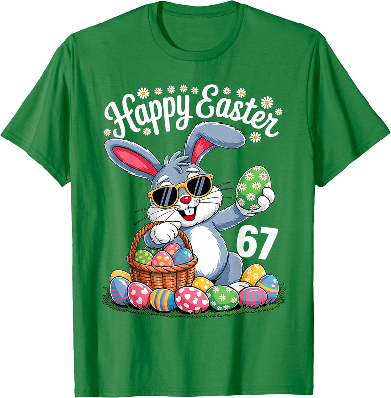 Dabbing Rabbit Bunny Eggs Dab Six Seven 6 7 Meme T-Shirt in Kelly Green