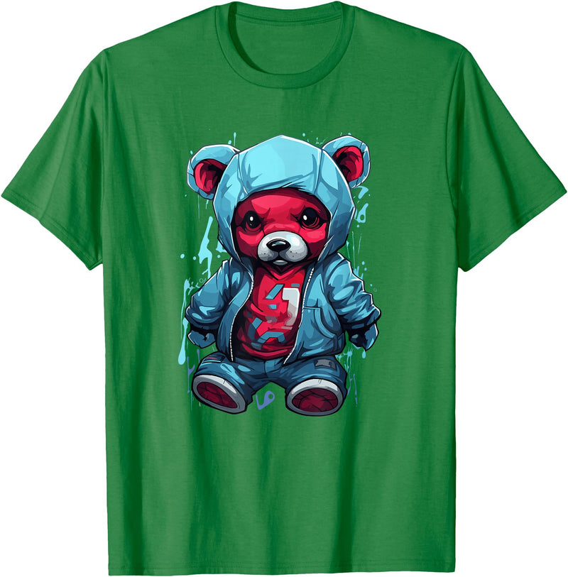 Teddy Bear Hoodie Street Style Urban Art Teddy Bear Hoodie Cool Street Style T-Shirt - Kelly Green