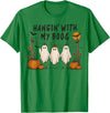 Retro Hangin’ With My Boos Funny Ghost Halloween T-Shirt - Kelly Green