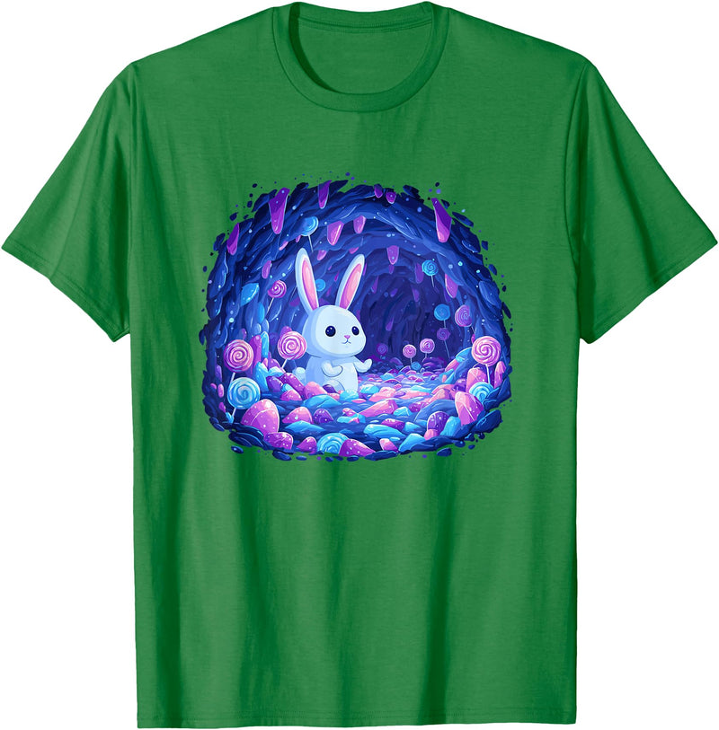 Enchanting Bunny in Candy Cave Fantasy World T-Shirt in Kelly Green