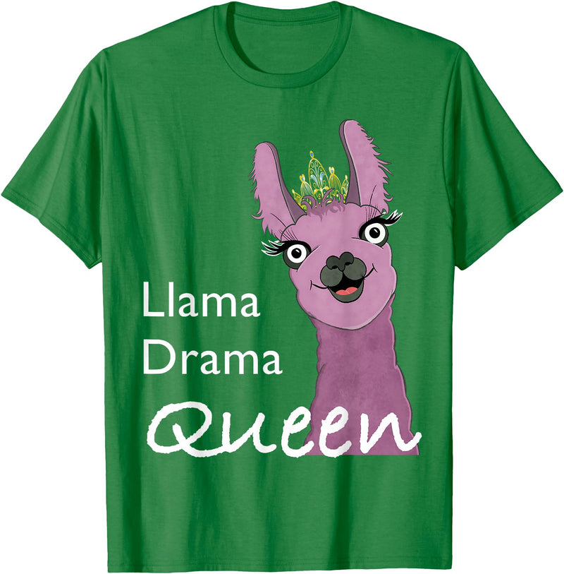 The Packing Llamas Llama drama queen T-Shirt - Kelly Green