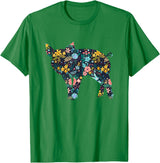 Animal Hog Floral Silhouette Pig Lover Floral Piglet Silhouette Womens Girls Graphic Pig T-Shirt - Kelly Green