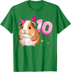 Birthday Girl by Content Design Studio 10th Birthday Girl 10 Years, Guinea Pig and Big Number 10 T-Shirt - Kelly Green