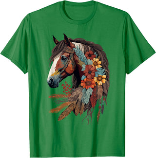 Just a girl who loves horses Co. Equestrian Horse Girl Western CowGirl Horseback Riding Theme T-Shirt - Kelly Green