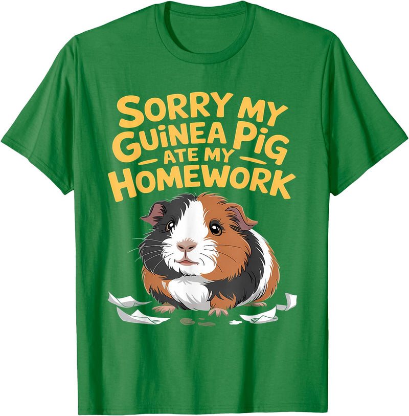 Sorry My Guinea Pig ate my Homework Kids School Sorry My Guinea Pig Ate My Homework Funny Pet Rodent Hamster T-Shirt - Kelly Green