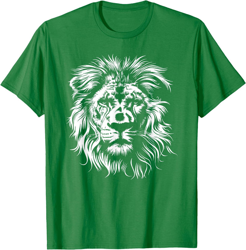 Älion. lion. Kids Unisex Black Lion Graphic Modern V-Neck T-Shirt - Kelly Green