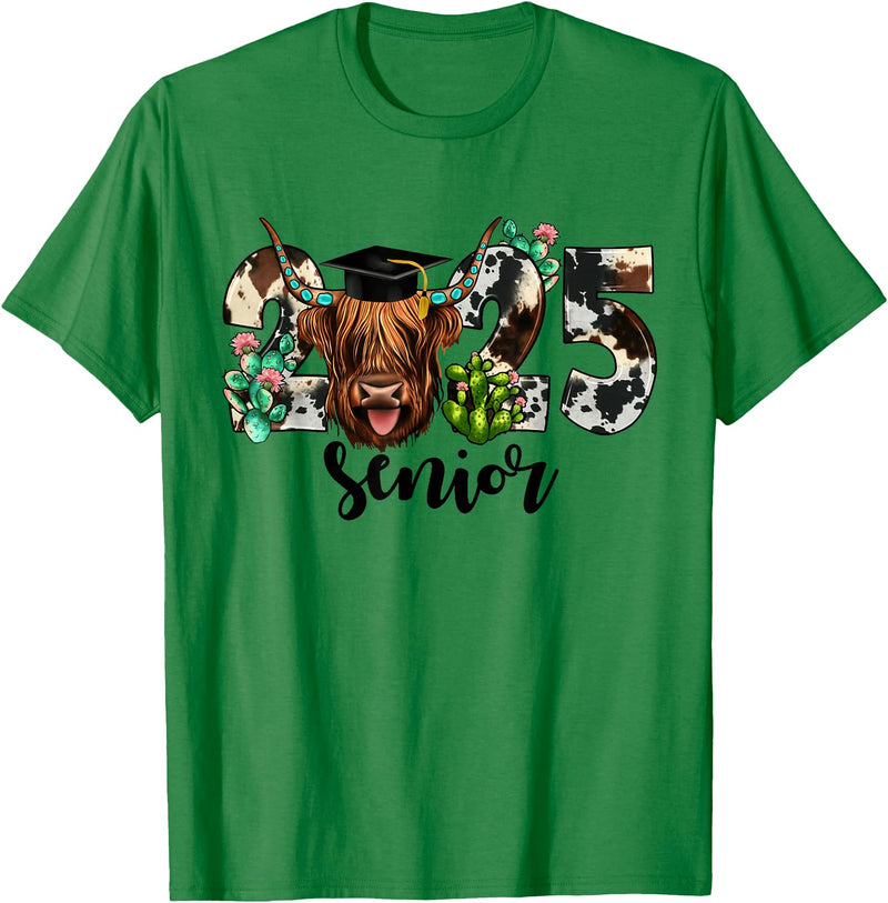 Cow 2025 Senior Class Of 2025 Graduation 2025 T-Shirt - Kelly Green