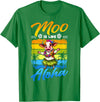 Aloha Animal Hawaii Flower Chain Hula Dance Art Hawaii Animal Haku Lei Grass Skirt Hula Dance Aloha Cow T-Shirt - Kelly Green
