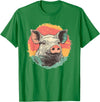 Pig Lovers Retro Vintage Farm Animal Art Vintage Pig Sunset Retro Farm Style Animal T-Shirt - Kelly Green
