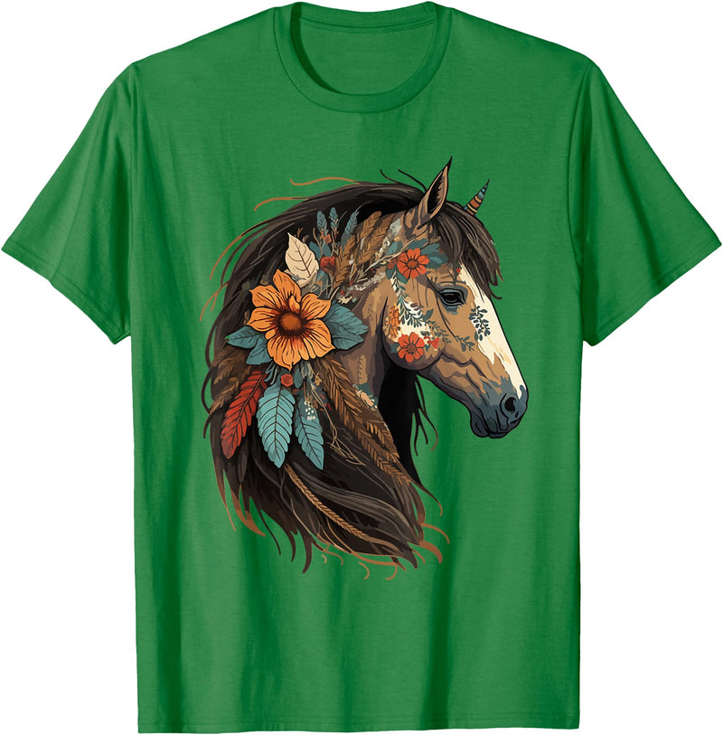 Just a girl who loves horses Co. Equestrian Horse Lover Western Cowgirl Horseback Riding T-Shirt - Kelly Green