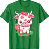 Strawberries Cow Baby Animal Kids Cute Apparel Cow Strawberry Cute Kawaii Pink Pastel Strawberry Milk Farm T-Shirt - Kelly