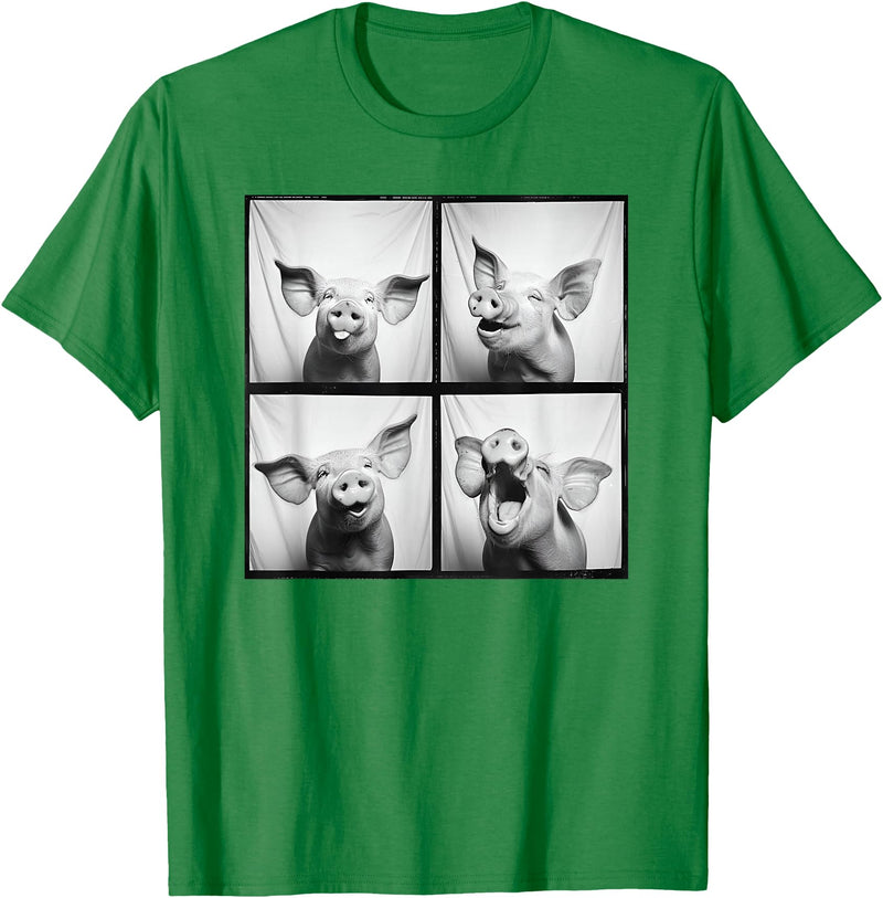 Piglet Farm Nature Photography Men Women Kids Happy Pig Face Portrait Hog Farmer Funny Farm Animal T-Shirt - Kelly Green