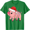 Pig Christmas Gifts Men Women Kids Co. Christmas Lights Pig Wearing Xmas Hat - Pig Lover Farmer T-Shirt - Kelly Green