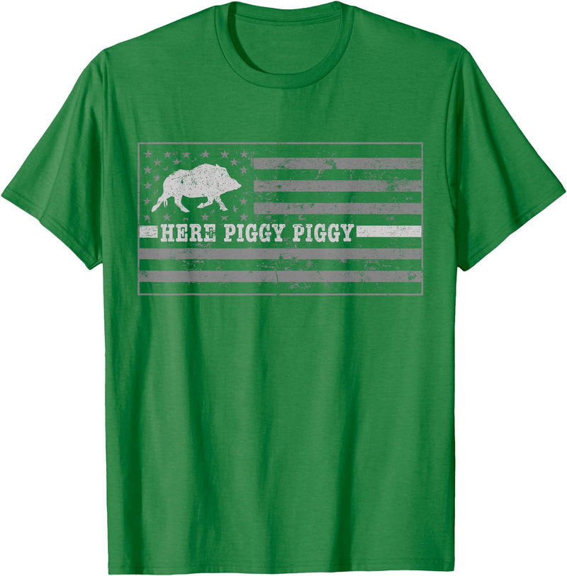 Shoppzee Wild Pig Hunting Wild Boar Hunting Shirts Pig Call For Hunting Shirt Here Piggy Piggy Hog Hunting Shir T-Shirt - Kelly Green