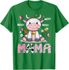 Pink Birthday Girl Party Cow Lover Mama Cute Cow Pink Farm Moo Moo Birthday Girl Matching T-Shirt - Kelly Green