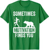 Mens Sometimes Motivation Finds You Garment Mens Sometimes Motivation Finds You Camping Bear Design T-Shirt - Kelly Green