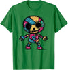 Colorful Punk Rock Goth Skeleton Halloween Colorful Skull Patchwork Skeleton Art T-Shirt - Kelly Green