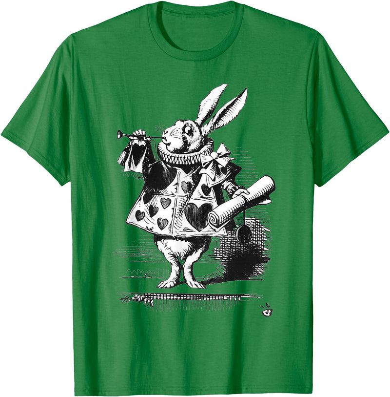 Cartoon Easter Bunny Alice in Wonderland - White Rabbit T-Shirt in Kelly Green