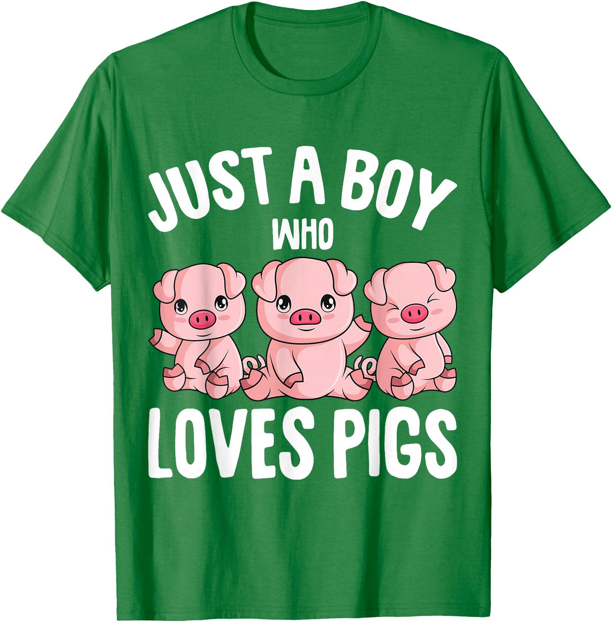 Funny Pig Lover & Owner Gift Ideas Just A Boy Who Loves Pigs Kids Boys T-Shirt - Kelly Green