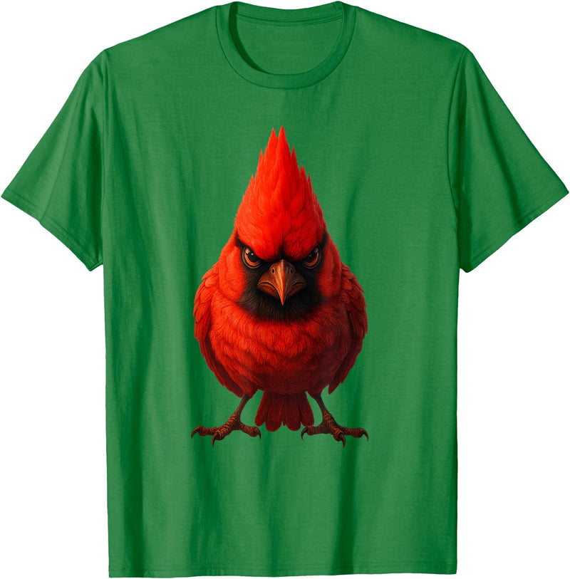 I just really like animals Angry Cardinal Artwork Red Bird Nature Wildlife Graphic T-Shirt - Kelly Green