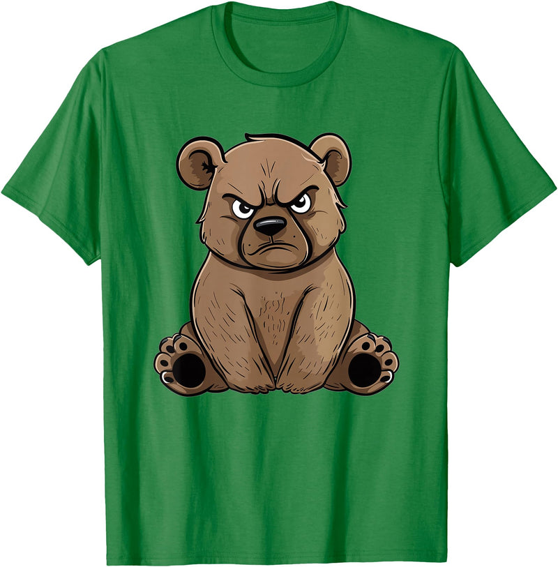 Colorful Grizzly Bear Art I Kids Grizzly Bear Grumpy Grizzly Bear T-Shirt - Kelly Green