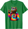 Grizzly Bear Hippie Costumes Peace Sign Tie Dye Grizzly Bear T-Shirt - Kelly Green
