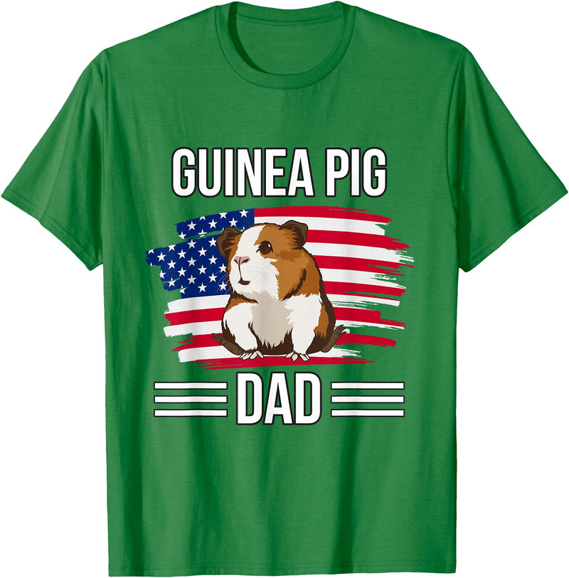 Funny Guinea Pigs Outfits Cavy US Flag 4th Of July Father's Day Guinea Pig Dad T-Shirt - Kelly Green