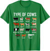 COW Designs By ShirtZilla Types of Cows Shirt Farmer Tee Shirt Costume Cow T-Shirt - Kelly Green