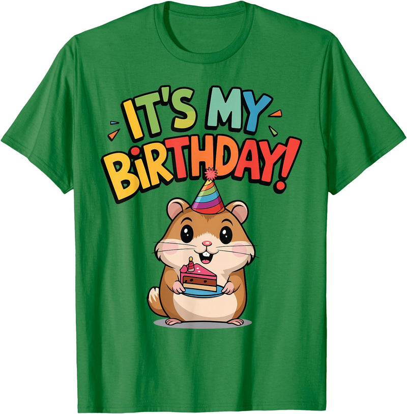 It's My Birthday Cute Hamster for Kid's Party Celebration T-Shirt - Kelly Green