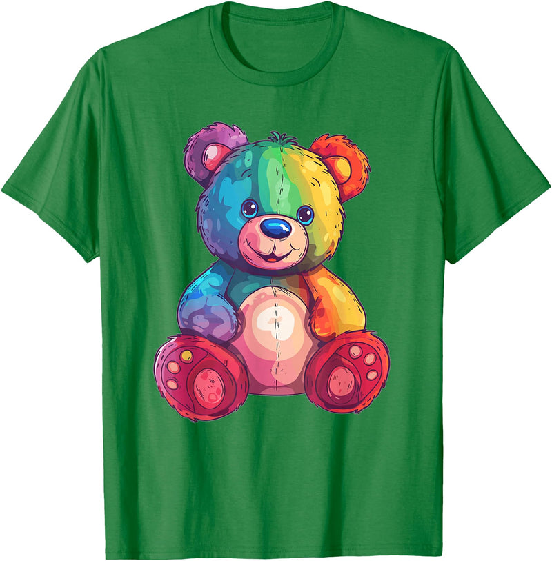 Cute Teddy Bear I Teddy Art I Kids Teddy Bear Colorful Teddy Bear T-Shirt - Kelly Green
