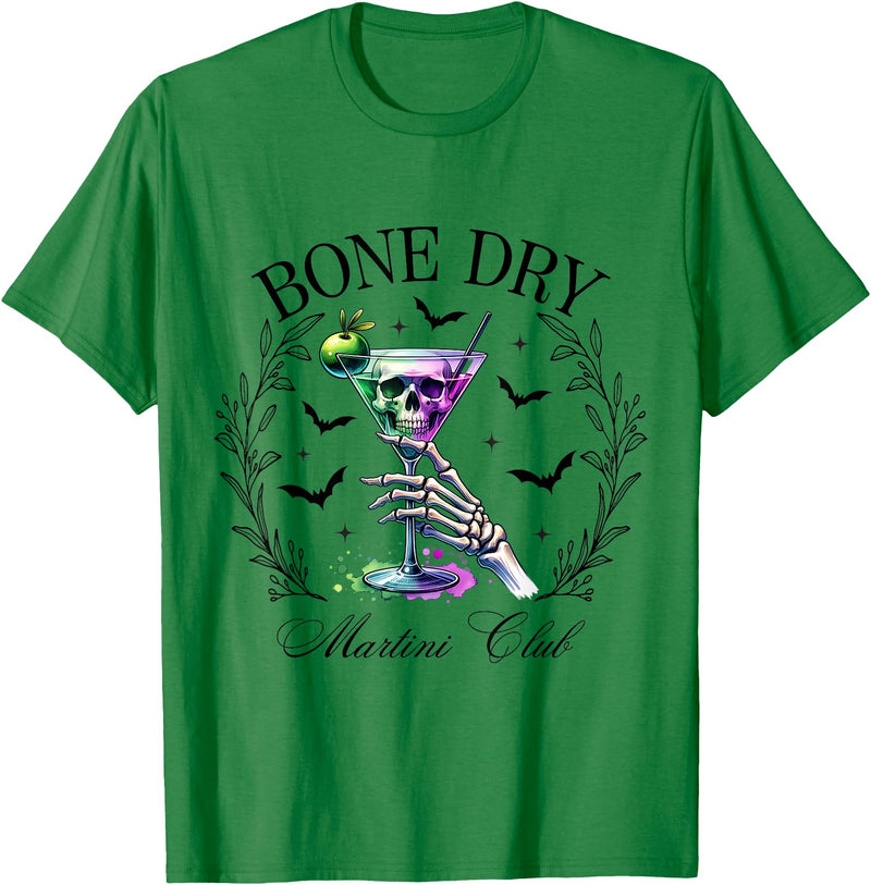 Funny Halloween Skeleton Martini Social Club Co. Bone Dry Funny Halloween Martini Club Skeleton Social Club T-Shirt - Kelly