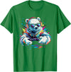 Colorful artistic polar bear gamer animal motifs Gaming Polar Bear Colorful Headset Art Gamer Polar Bear T-Shirt - Kelly Green