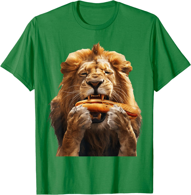 Animal Hotdog Design Lion Hotdog T-Shirt - Kelly Green