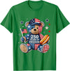 Patriotic Bear USA Vintage Co 250 Years of Freedom Patriotic Bear USA Retro T-Shirt - Kelly Green