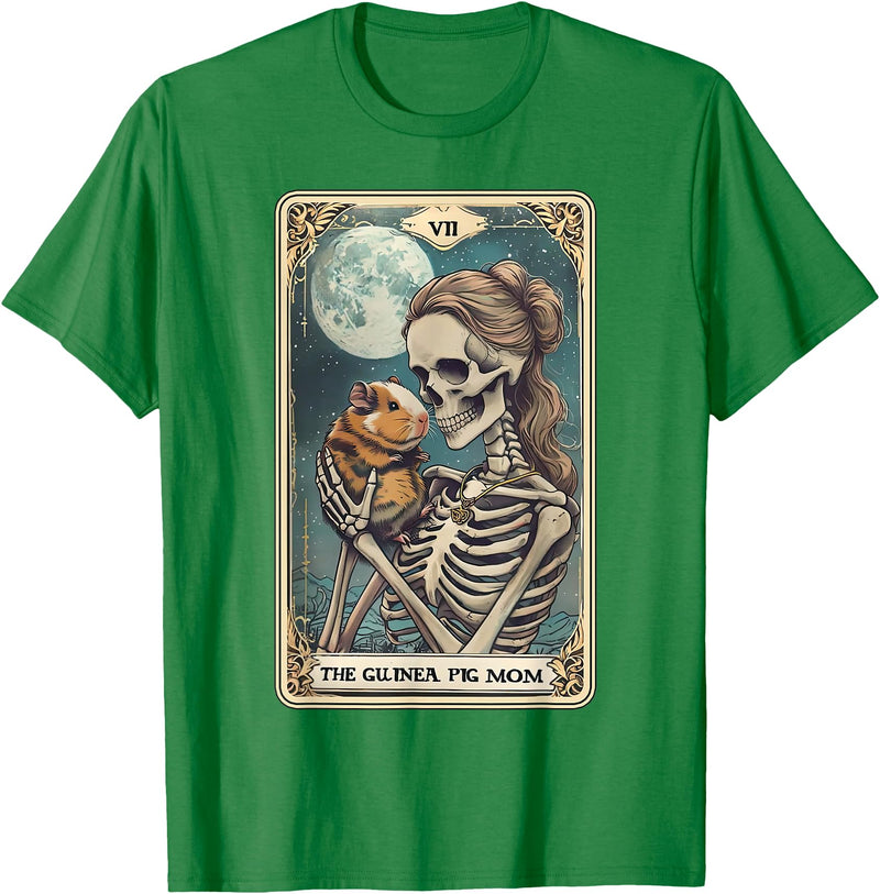 Guinea Pig Skeleton Mom Tarot Card Animal Lover Cute Guinea Pig Skeleton Mom Tarot Card Owner Pet Lover T-Shirt - Kelly Green