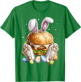Burger Hamburger Easter Rabbit Eggs Bunny Ears T-Shirt in Kelly Green