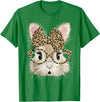 Funny Bunny Face Glasses Bandana Leopard Rabbit Happy Easter T-Shirt in Kelly Green