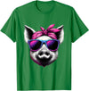 Fashionable Animals Wearing Pink Bandanas Pig Wearing Pink Bandana Headband and Sunglasses T-Shirt - Kelly Green