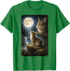 Funny Bunny Art Design Rabbit Howling at the Moon T-Shirt in Kelly Green