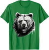 Forest Animal Art Bear Animal Art Portrait Wildlife Nature Artwork Drawing T-Shirt - Kelly Green