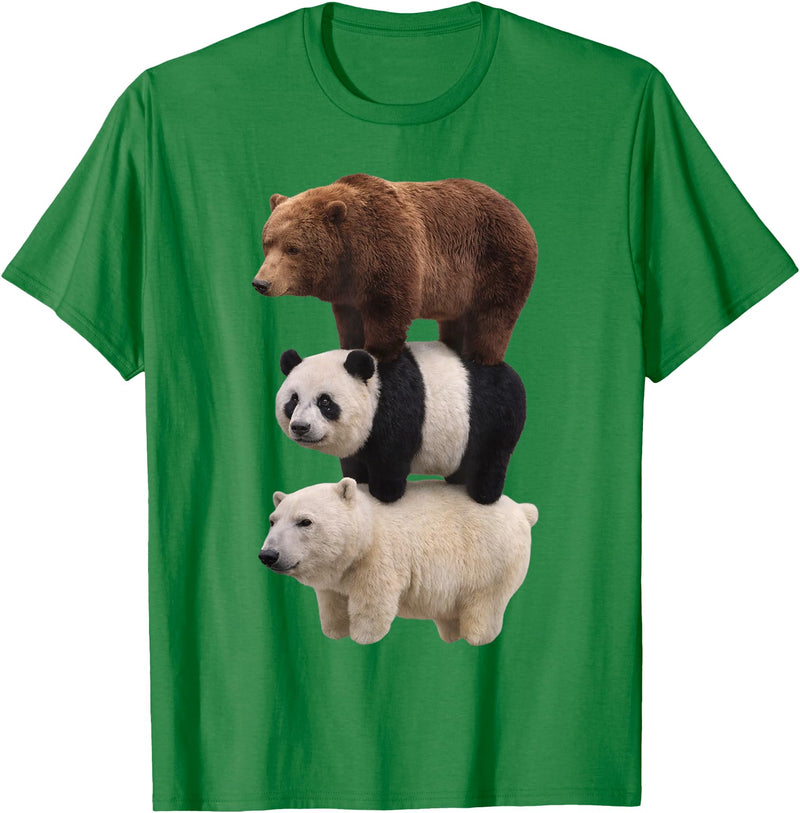 Funny Stacked Bear Panda Polar Bear Animal We Bears Realistic Stacked Bares Meme Animal T-Shirt - Kelly Green