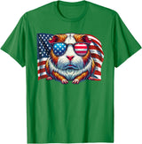 Guinea Pigs American Flag Patriotic Pets Lovers Vintage Guinea Pig Pets Owners Patriotic USA Flag Sunglasses T-Shirt - Kelly Green