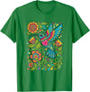 FolkFlight Design Co Bird Hummingbird Floral Folk-Art Colorful T-Shirt - Kelly Green
