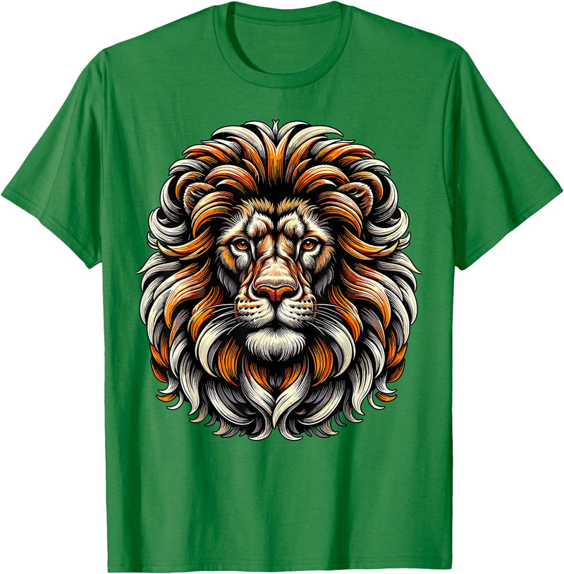 Lion Lover Face Wild Animal Lion Face Animal Lion T-Shirt - Kelly Green