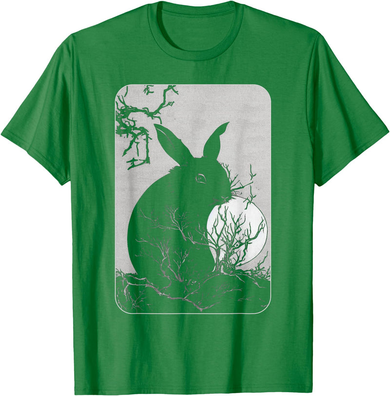 Rabbit Lover, Rabbit and Moon Small T-Shirt in Kelly Green