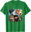 USA Animals Bald Eagles Grizzly Bear Wolf Wilderness Nature T-Shirt - Kelly Green