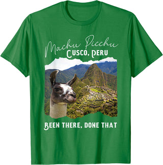Machu Picchu Souvenir Llama Machu Picchu T-Shirt - Kelly Green
